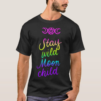 Camiseta Fique Selvagem Criança Da Lua Tripla Wicca Wiccan 