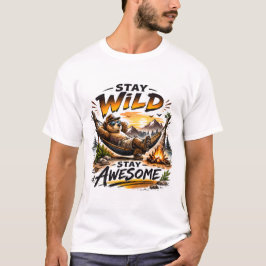 Camiseta Fique Selvagem Fique Incrível Urso Aventura de Cam
