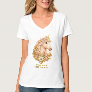 Camiseta Fique Selvagem, Fique Unicórnio Dourado