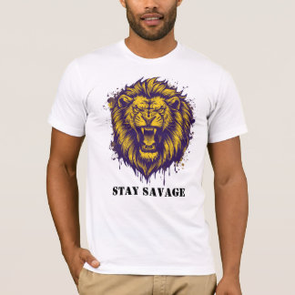 Camiseta Fique Selvagem Leão Gráfico Selvagem Leão Alfa