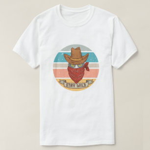 Camiseta Fique selvagem, meowdy texas cat meme cowboy