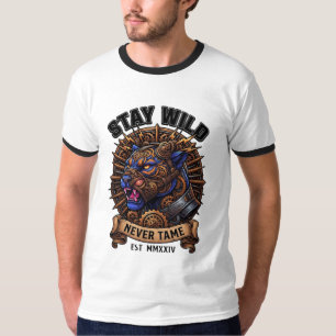 Camiseta Fique Selvagem Nunca Domestique Pantera Mecânica