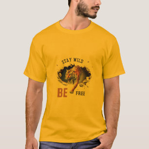Camiseta "Fique Selvagem, Seja Livre – Tigre Majestoso Insp