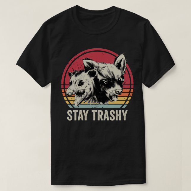 Camiseta Fique Trashy Possum E Raccoon (Frente do Design)