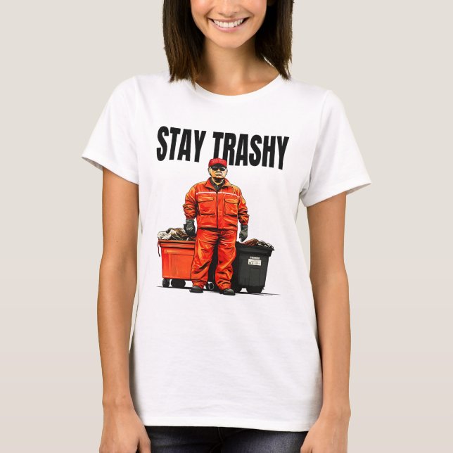 Camiseta Fique Trashy Trump Garge Eleitores Mega 2024 (Frente)