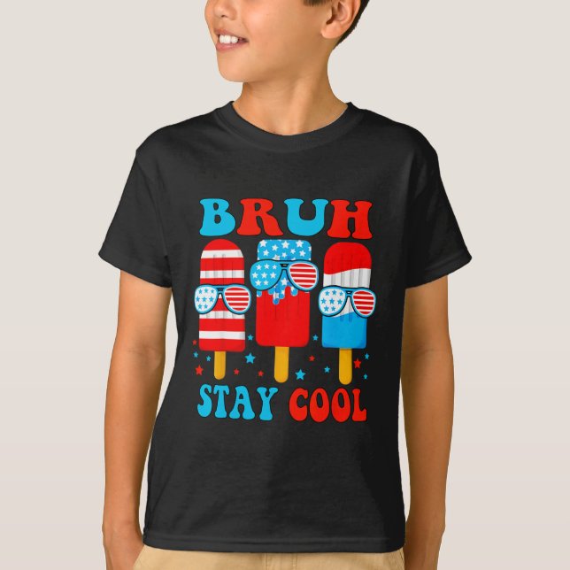 Camiseta Fiquem Legal 4 de julho Popsicle Boys Men Usa Flag (Frente)