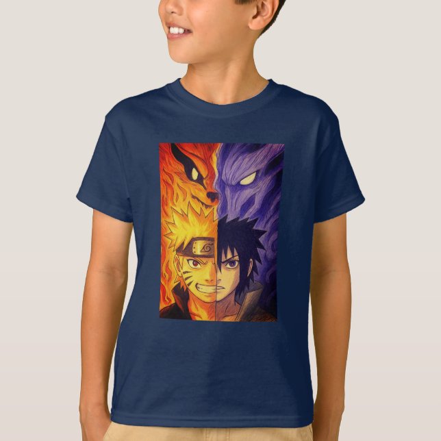 Camiseta Fire and Shadow – Original Anime-Inspired Design (Frente)