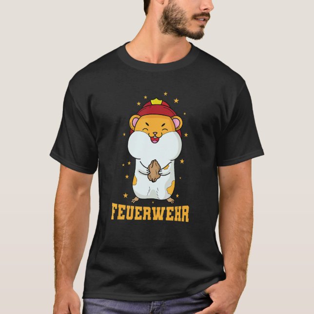 Camiseta Fire Department Hamster with Fire Helmet (Frente)