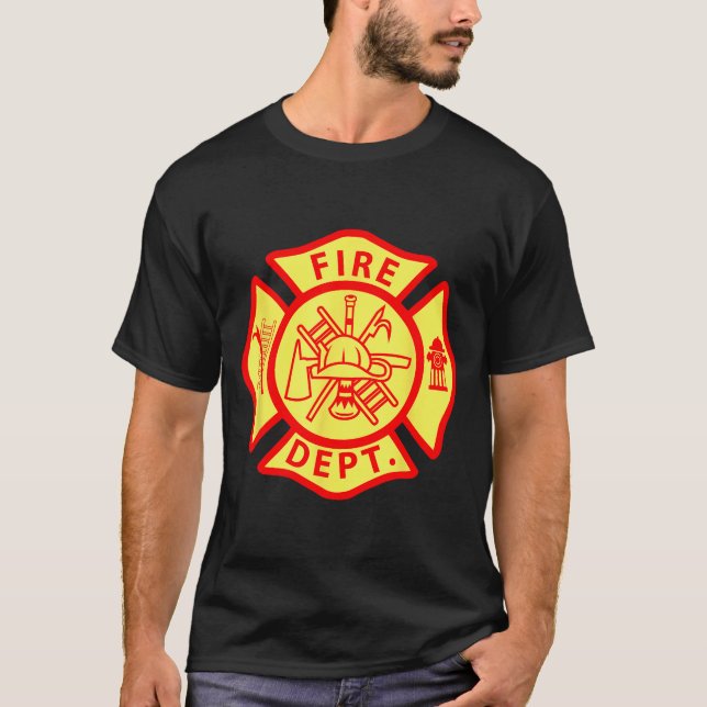 Camiseta Fire Department Logo Uniform Fireman Symbol Firefi (Frente)
