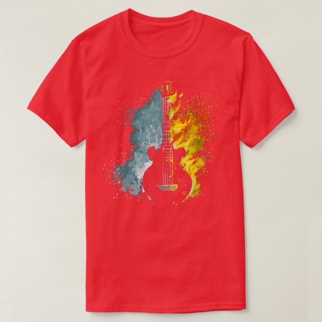 Camiseta Fire Flames Água Abstrato Art Design Musical Gui (Frente do Design)