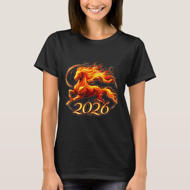 Camiseta Fire Horse Chinese Zodiac Symbol 2026 Lunar New Ye (Frente)