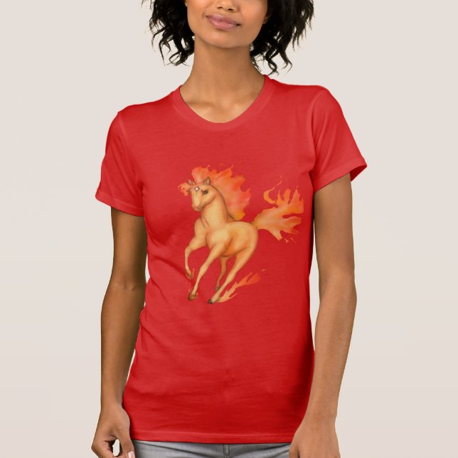 Camiseta Fire Horse Fantasy Art T-Shirt (Frente)