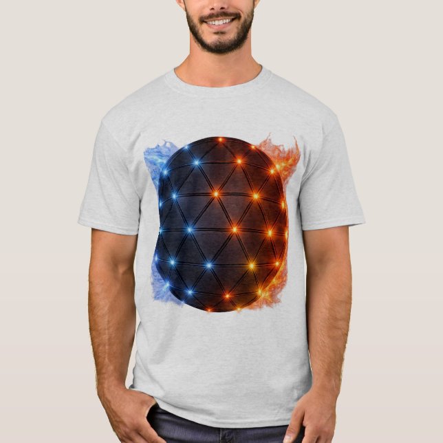 Camiseta Fire & Ice Energy Sphere – Geometric Light Grid El (Frente)