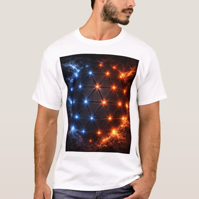 Camiseta Fire & Ice Energy Sphere – Geometric Light Grid El (Frente)