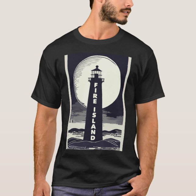 Camiseta Fire Island Lighthouse New York Moon  (Frente)