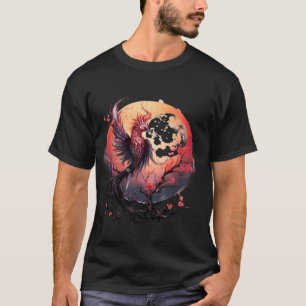 Camiseta Fire Phoenix Bird Moon Sakura Árvore mítica P