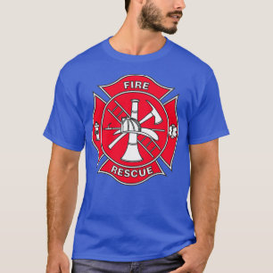 Camiseta Fire Rescut Fire Department Maltês Cross Cheio Col