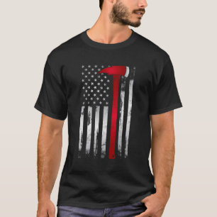 Camiseta Fire Thin Red Line American Flag Ax Para Luta Cont