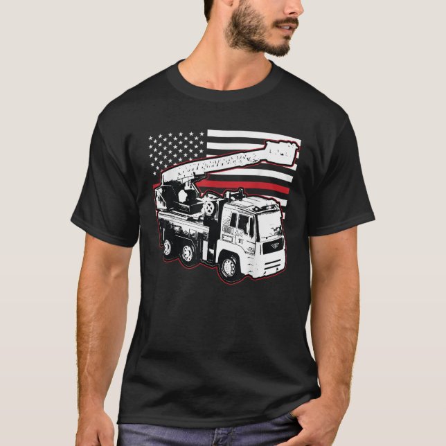 Camiseta Fire Truck American Flag Cute US Fireman Funny 4º (Frente)