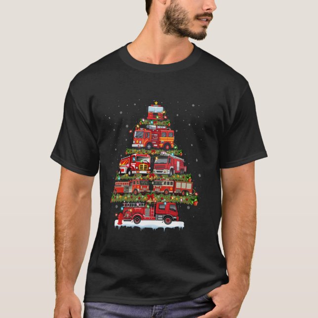 Camiseta Fire Truck Xmas Luzes Bombeiro Caminhão Chri (Frente)