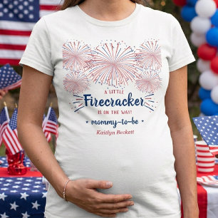 Camiseta Firecracker A Caminho! chá de fraldas De 4 De Julh