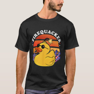 Camiseta Firecracker Duck 4 de julho Dia Patriótico Usa Fla