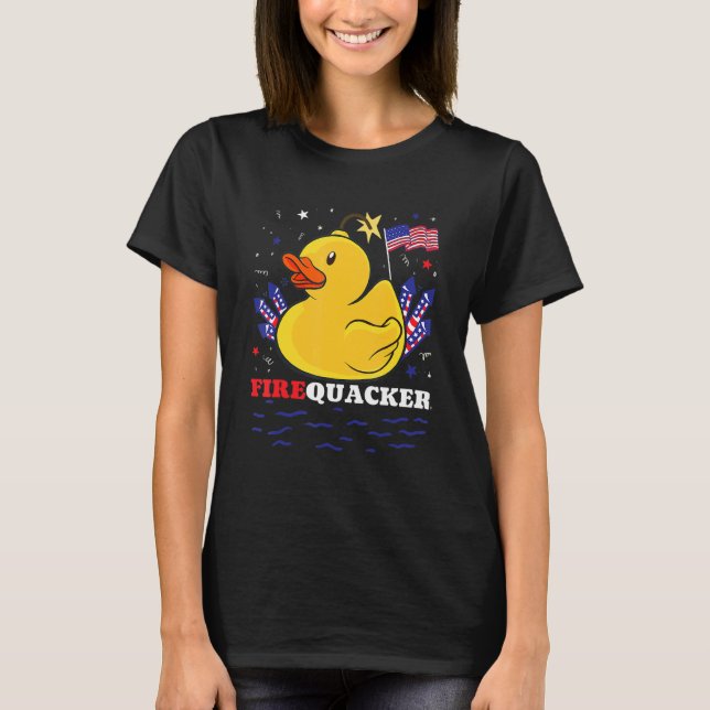 Camiseta Firecracker Rubber Duck 4 De Julho Firequacker Pa (Frente)