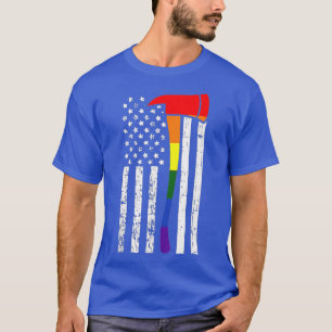 Camiseta Firefighter American Flag LGBTQ Gay Pride Flag Fir