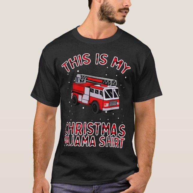 Camiseta Firefighter Christmas Pajama - Fire Truck Funny Fi (Frente)