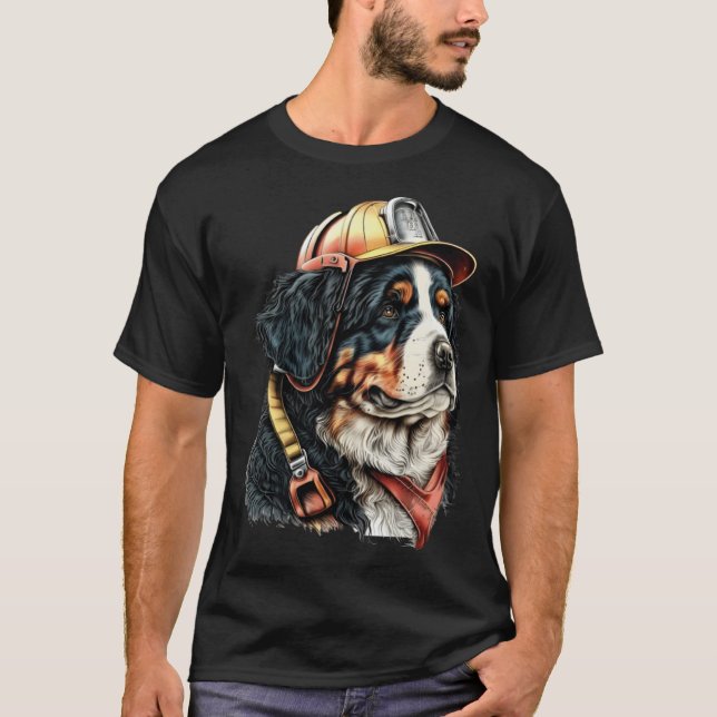 Camiseta FireFighter Dog For Bernese Mountain Dad Fire Figh (Frente)