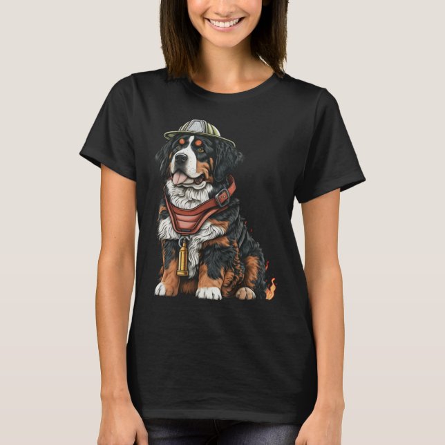 Camiseta FireFighter Dog For Bernese Mountain Dad Fire Figh (Frente)