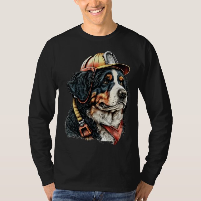 Camiseta FireFighter Dog For Bernese Mountain Dad Fire Figh (Frente)
