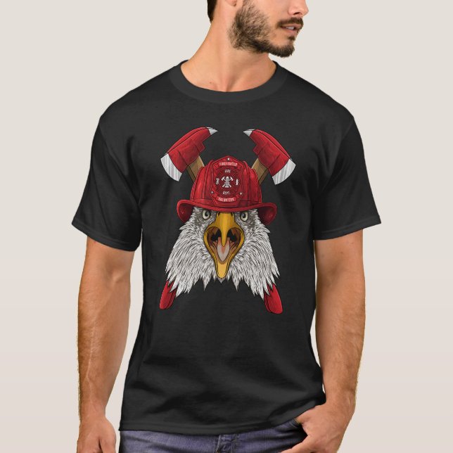 Camiseta Firefighter Eagle Fireman Boys Kids Fire Rescue An (Frente)