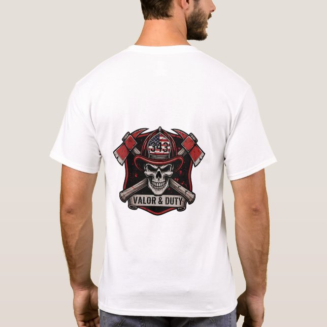 Camiseta Firefighter/Fire Department Skull Axes T-Shirt (Verso)