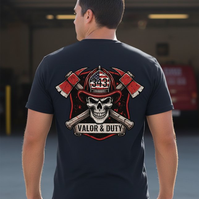 Camiseta Firefighter/Fire Department Skull Axes T-Shirt (Criador carregado)