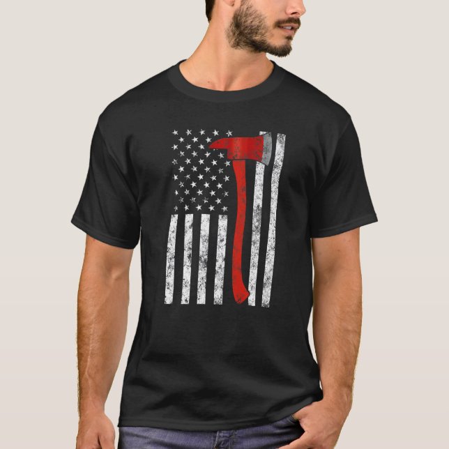 Camiseta Firefighter Fireman Firefighting Patriotic America (Frente)