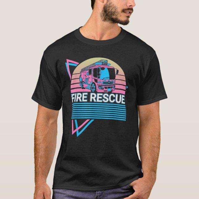 Camiseta Firefighter Fireman Retro Fire Rescue (Frente)