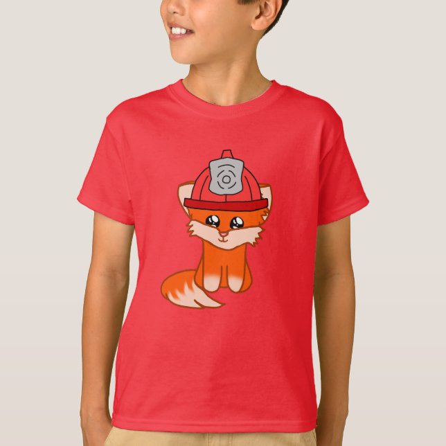 Camiseta Firefighter Fox With A Firefighter Hat T-Shirt (Frente)