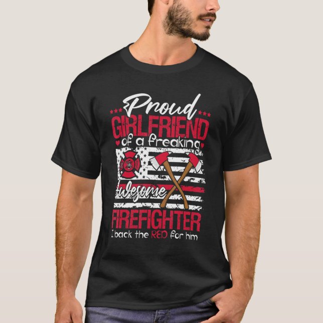Camiseta Firefighter Girlfriend Shirt Firefighter Axes Amer (Frente)