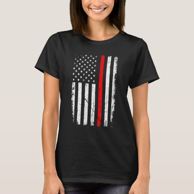 Camiseta Firefighter Patriotic American US Flag Fireman Fir (Frente)