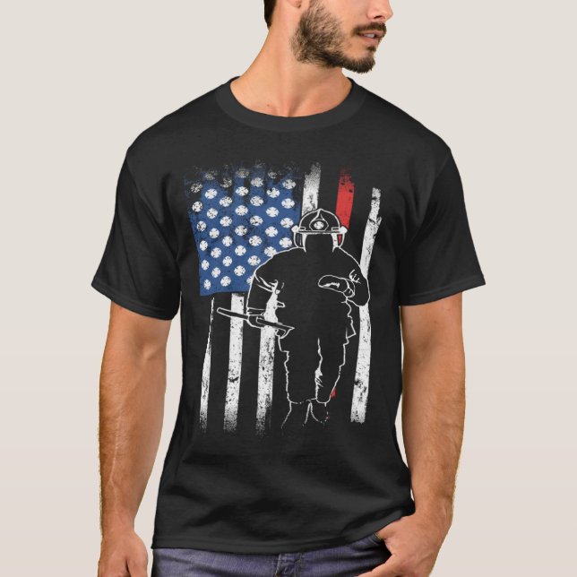 Camiseta Firefighter Thin Redline Retired Firefighter  Idea (Frente)