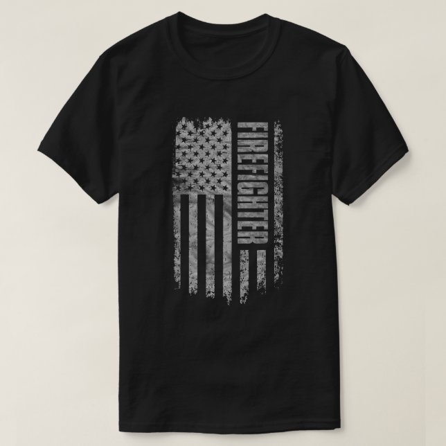 Camiseta Firefighter USA Flag Distressed design (Frente do Design)