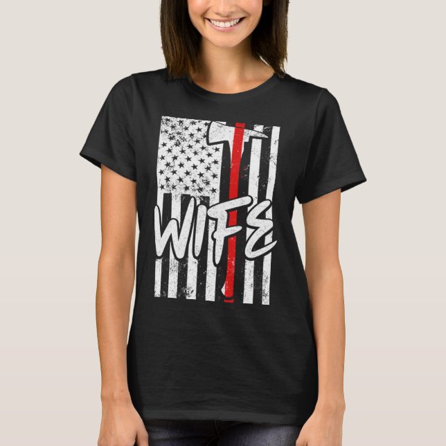 Camiseta Firefighter Wife Fireman s Wife women s thin red l (Frente)