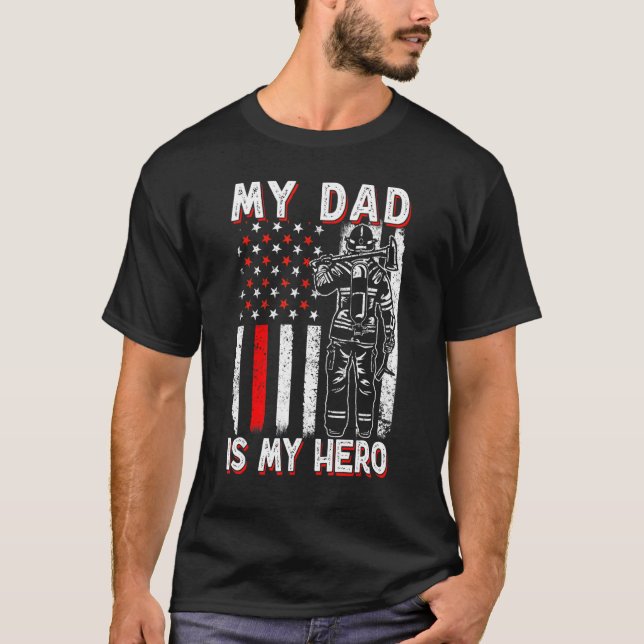 Camiseta Firefighters My Daddy Is My Hero Firefighter Rescu (Frente)