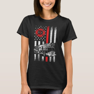 Camiseta Fireman American Flag Thin Red Line Graphics