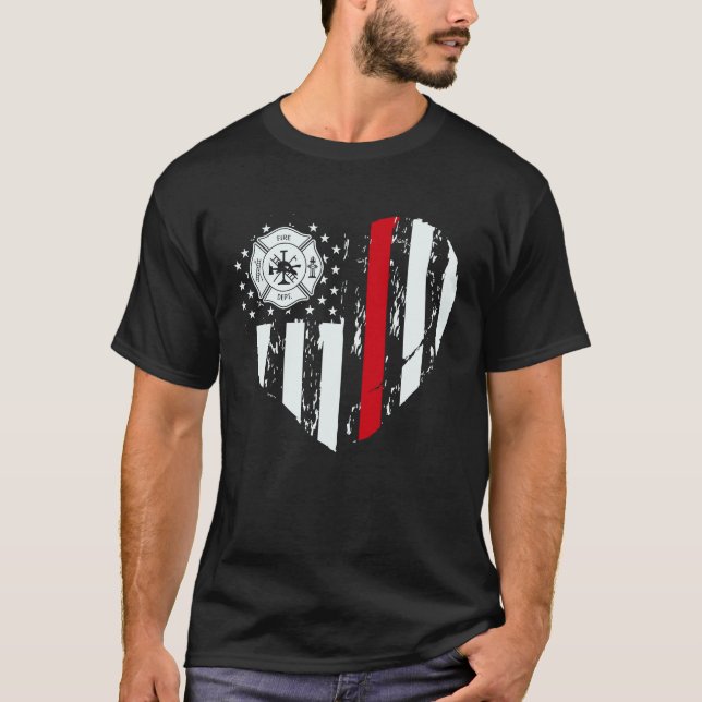 Camiseta Fireman  for all Fire Heros & Red Line Fans, Firef (Frente)