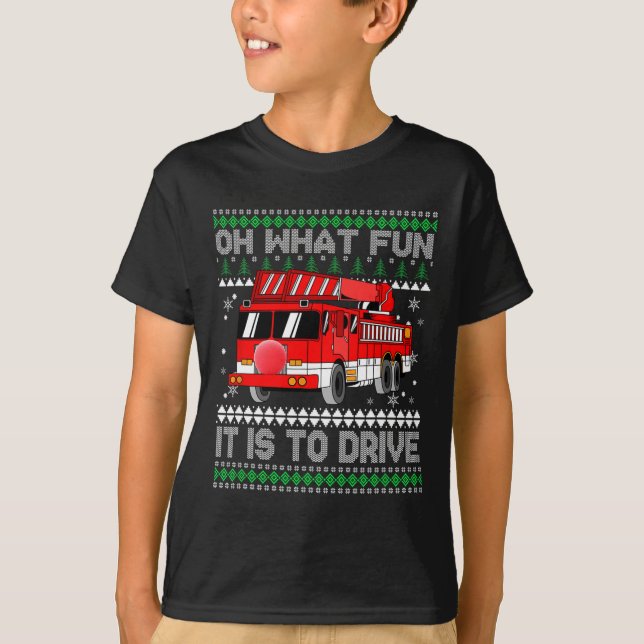 Camiseta Fireman Ugly Christmas - Fire Truck (Frente)