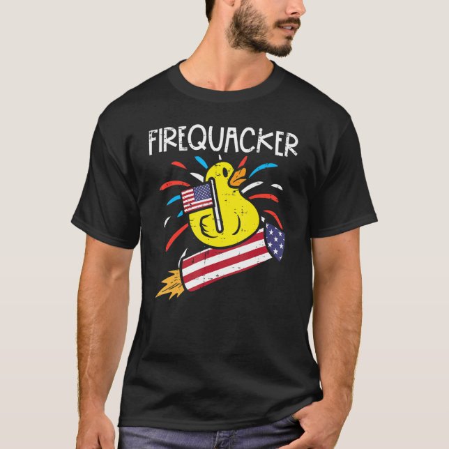 Camiseta Firequacker Duck No Firecracker Em 4 De Julho Patr (Frente)