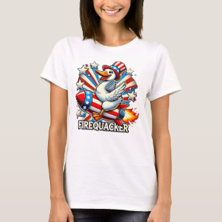 Camiseta FIREQUACKER - Ganso Patriótico Engraçado num Fogue
