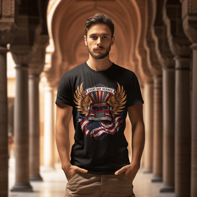 Camiseta Firetruck Hero With Wings (Criador carregado)